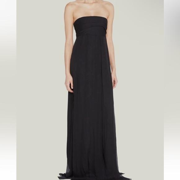 Oscar De La Renta Black Drape Strapless Silk Column Gown Dress - Size 00 - Picture 2 of 9